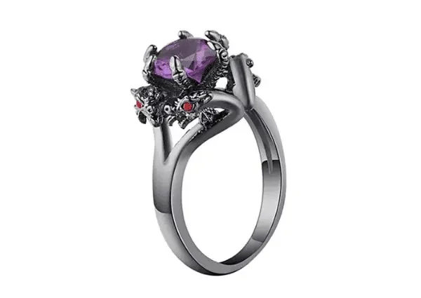 Ginger Lyne Collection Anillo De Compromiso Chapado En Metal Negro De Dragón