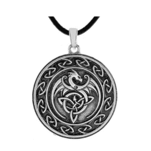 QIANJI - Collar con colgante de dragón celta, diseño de lobo de nudo