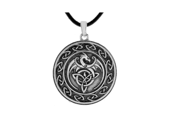 QIANJI - Collar con colgante de dragón celta, diseño de lobo de nudo