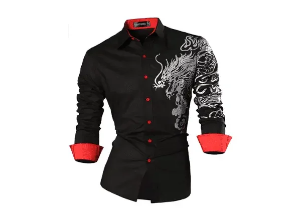 Sporfashion Jzs041 Camisetas De Manga Larga Para Hombre De Dragón