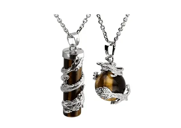 Jovivi 2 Piezas Collares Con Gema Cilíndrica Y Bola Con Dragones Envueltos