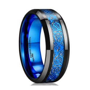 King Will Dragon Blue Celtic Tungsten anillo azul de dragón