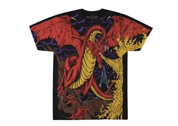 Liquid Blue Dragon Vintage All Over Print Camiseta De Manga Corta