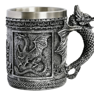 Medieval Roaring Dragon Mug - Dungeons And Dragons Beer Stein Tankard Drink Cup - 14oz Stainless Coffee mug for GO