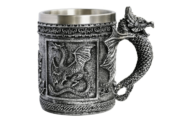Medieval Roaring Dragon Mug - Dungeons And Dragons Beer Stein Tankard Drink Cup - 14oz Stainless Coffee mug for GO