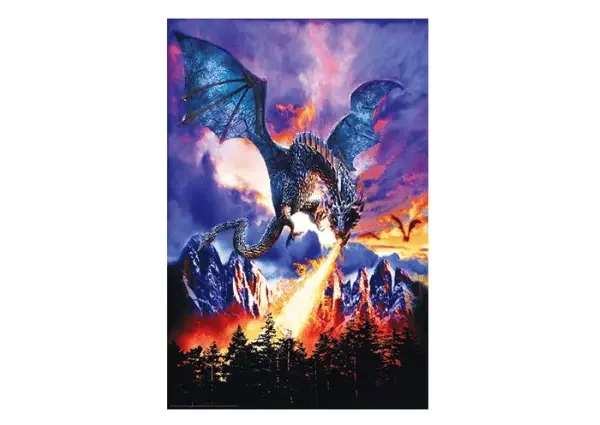 Póster Con Imagen De Dragón Del Estudio B Para Respirar El Fuego Incinerando El Bosque De Fantasía