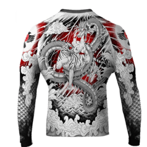 Raven Fightwear Men 's Tiger & Dragon MMA BJJ Rash Guard Blanco