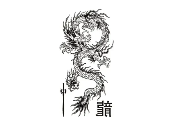 Tatuajes Temporales Blanco Y Negro Dragon