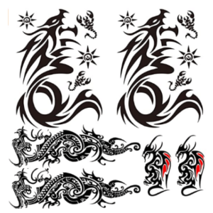 Tatuajes temporales tribales de dragones extra grandes