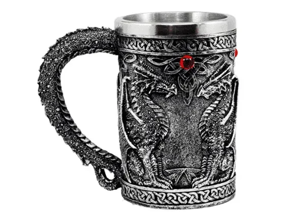 Ebros Regalo Grande Plata Celta Individual Dragon Fire Drakes Taza De Café Cerveza Tankard Bebida Copa 14oz