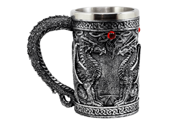 ebros regalo grande plata celta individual Dragon Fire Drakes Taza de café cerveza Tankard Bebida Copa 14oz