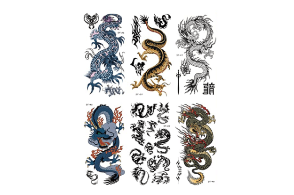 supperb Mix Dragones temporal tatuaje6-pack