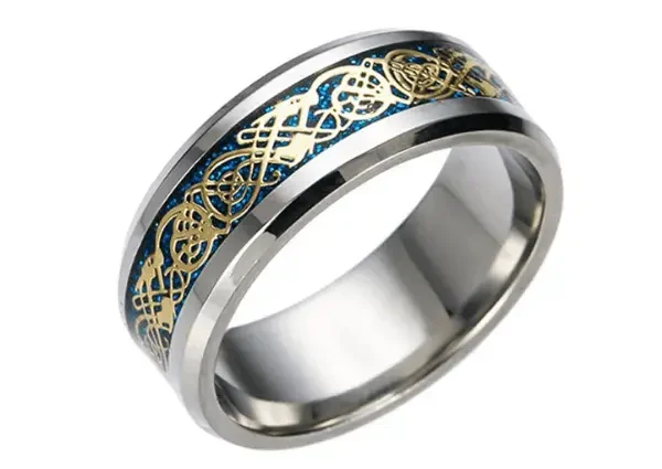 Anillos delicados Alalaso-de acero inoxidable con dragón dorado plateado